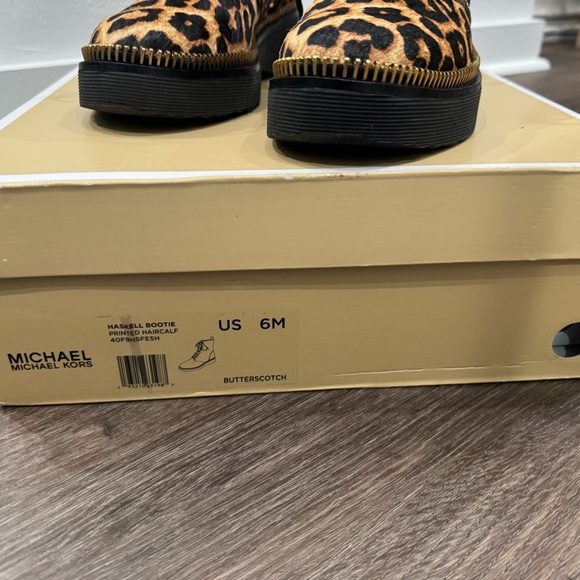 Michael Kors Black and Brown Leopard Combat Boots - Picture 4 of 6
